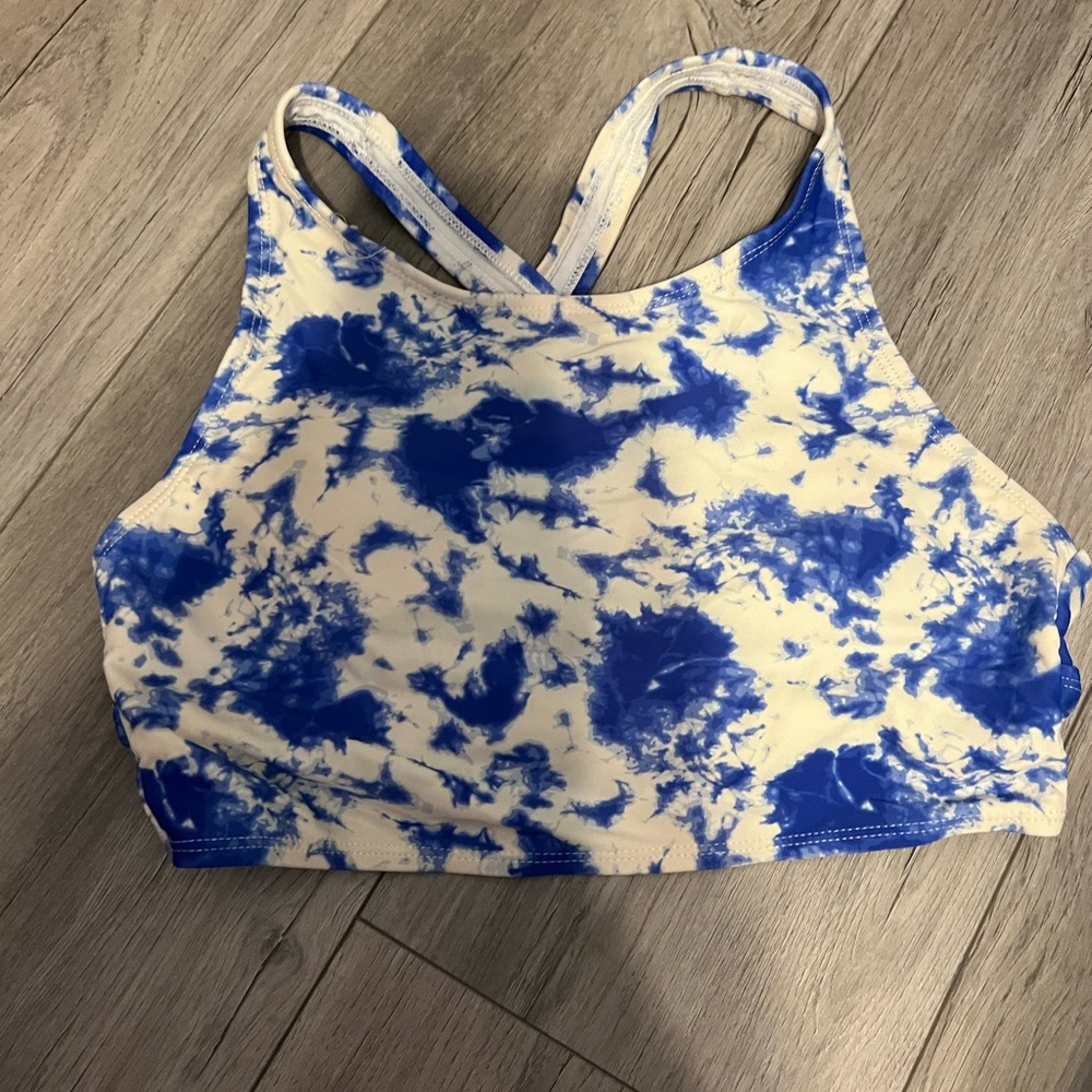 SO Blue and Cream Tie-Dye Bikini Top